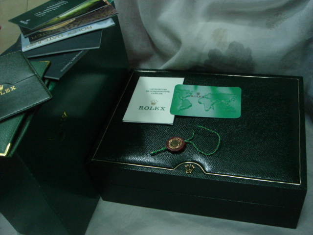 Vintage Rolex Green Watch Box with Passport Holder Set